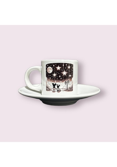 Mickey Ve Minnie Mouse Temaslı Türk Kahvesi Fincanı