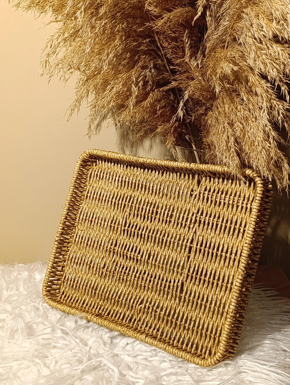 Hasır Rattan Ayaklı Sunumluk Dikdörtgen Diğer