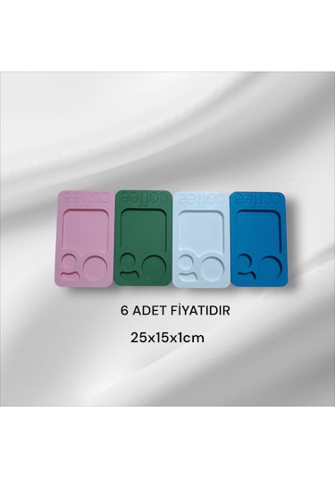 Ahşap Boyalı-vernikli Pembe Kahve Sunumluk 6 Adet -