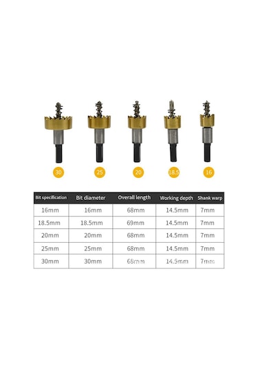 5 Adet Yüksek Hızlı Çelik Matkap Deliği Açıcı, Delikli Boru Raybası