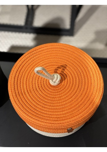 Kopya - Walnut Kapaklı Jüt Sepet Turuncukrem