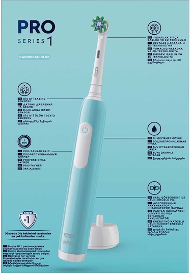 Oral-B Pro Series 1 Elektrikli Diş Fırçası Siyah - Mavi 2 Adet + 2 Diş Fırçası Başlığı