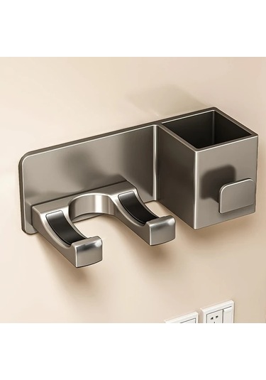 Willowhaven Gri Duvar Askılığı Kurutma Makinesi Rafı - Delme Yok, Sağlam, Ağırlık Taşıyan Gri