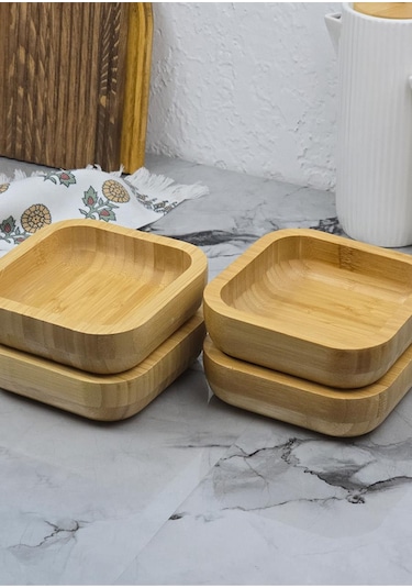 Bambu Kase Seti - 4lü Kase Takımı - 260 Ml, 14 Cm - 4 Parça Sarı