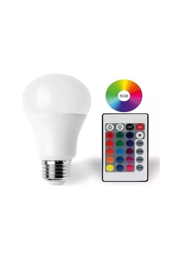9w E27 Rgb Ve Beyaz Işık Kumandalı Ampul Renkli