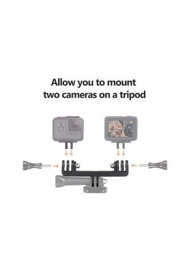 Hombey Gopro Hero4/3+ İkili Kamer Mountu, Led Işık Ve Aksiyon Kamerası Uyumlu, Dayanıklı Abs Malzeme Tripod Bağlantı Adaptörü