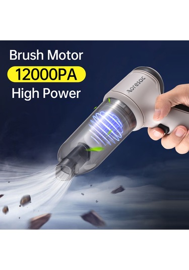 Yifomall Aoresac Taşınabilir Araç İçi Kablosuz Süpürge, 12000pa Güçlü Emiş, 2000mah Pil, Usb Şarj, Fırçalı Motor