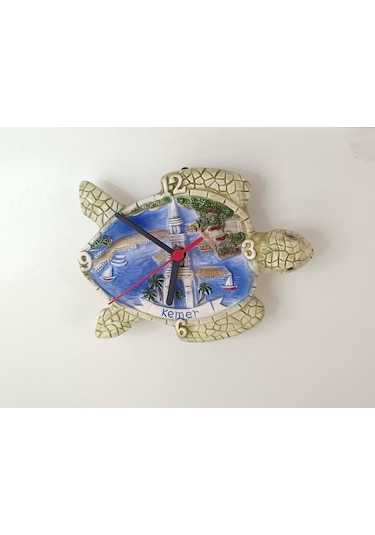 Saat Tabak Duvar Süsü Masa Saati Analoğ Kaplumbağa Seramik Dekor