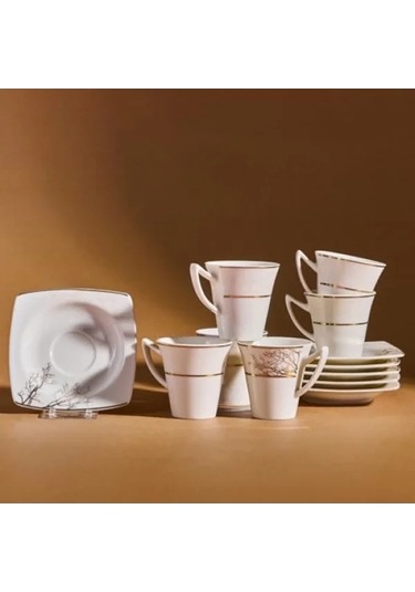Porselen Kahve Fincanı - 6 Kişilik Set Acı Kahve