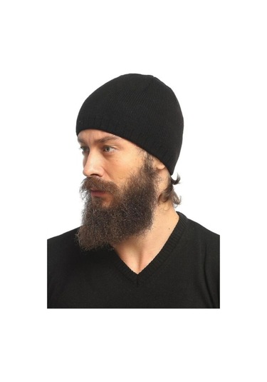 Fonem Erkek Bere Kışlık Sade Set Bere +Polar Bere+ Boyunluk +Kulaklık + Kesik Parmak Eldiven Siyah