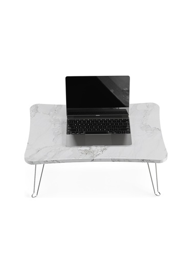 Taşınabilir Katlanır Yatak Koltuk Üstü Hasta Servis Bilgisayar Çalışma Sehpası Beyaz Mermer