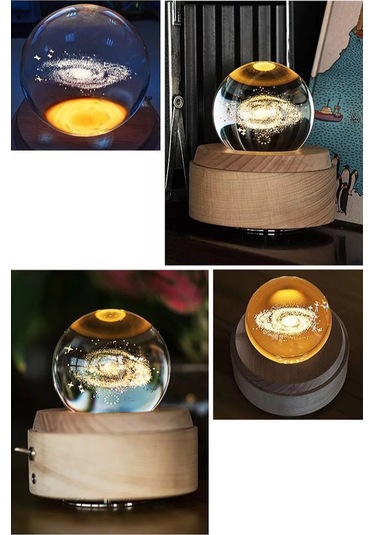Yifomall "led Işık Projeksiyonlu Dönen Kristal Küre Müzik Kutusu - Usb Şarjlı Dekoratif Hediye"
