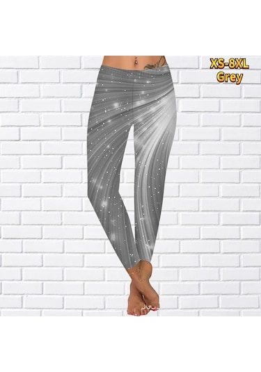 Novahub Gri Bayan Beyaz Nokta Baskılar Streç Yoga Tayt Spor Koşu Spor Salonu Spor Aktif Pantolon Gri - 4xl Gri