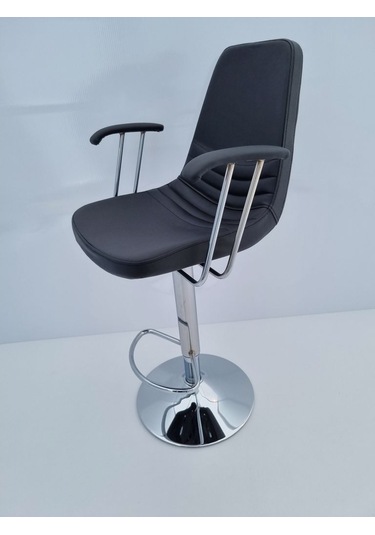 Bintaşmobilya Siyah Deri Rahat Kollu Bar Sandalyesi