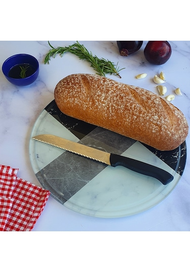 Kanallı Cam Kesme Tablası | Hibrit Mermer | Çap32cm