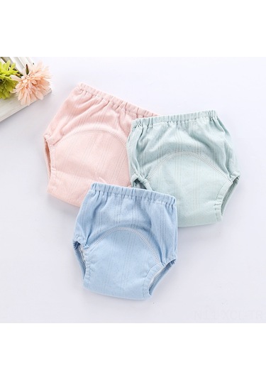 Konesam Bebek Eğitimi İçin Nefes Alabilen Yıkanabilir Çocuk Bezleri - 4 Katmanlı Su Geçirmez Kumaş - Mavi 80 Beden 3 Numara