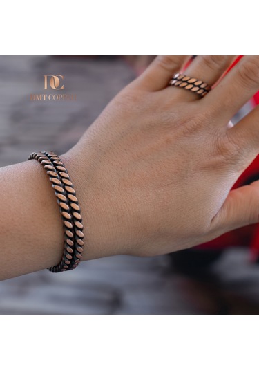 Dmt Copper El Yapımı Şık Tasarım Kalın Dövülmüş Saf Bakır Bilezik Bakır Takı Bilekliği Işıklı Kutulu Bakır