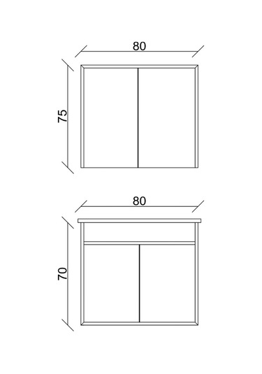 Aras Tk. Asma Alt+üst+lavabo Antrasit/ Atlantik Çam 80 Cm