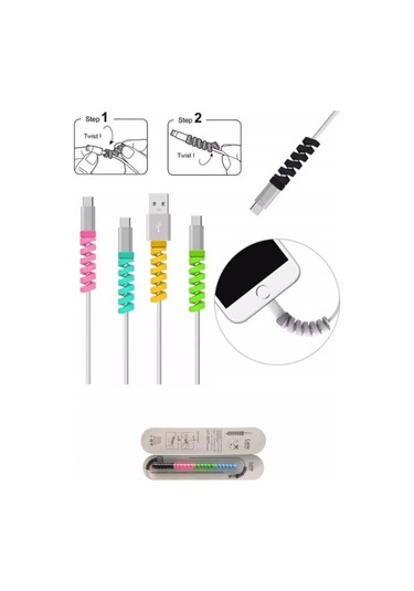 Telefon Şarj Kablo Koruyucu Silikon Spiral Usb Koruyucu 4lü Paket Belirtilmemiş Belirtilmemiş Turunc