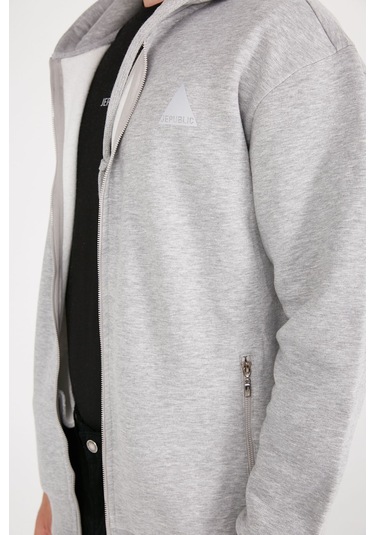 Jp Basıc Full Zıp Sweatshırt Hoodıe Gri