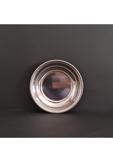 12 Adet 430 Kalite Paslanmaz Çelik Paça Yemek Tabağı 19 Cm Derinlik 3 Cm Gümüş