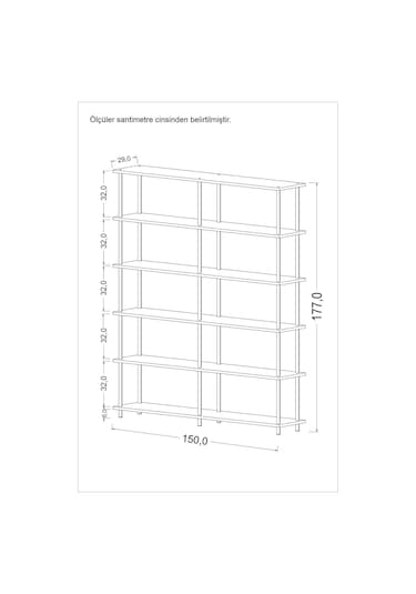 Çevir Kur 150 Cm Beyaz Kitaplık Beyaz