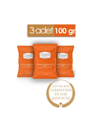 Tahmis Kahvesi Portakal Çikolata Aromalı Türk Kahvesi 3 x 100 G