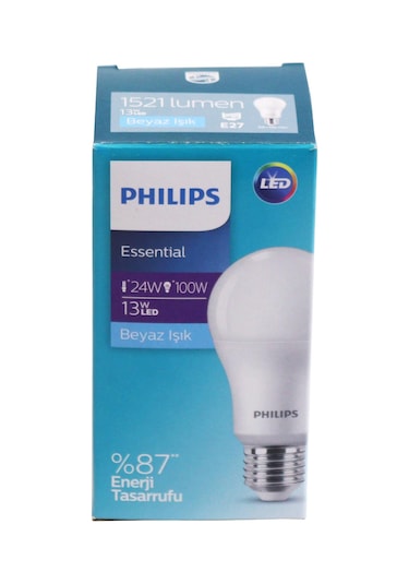 Philips Essential Led Ampul 13W (14)W -100W Beyaz Renk E27 3'lü P