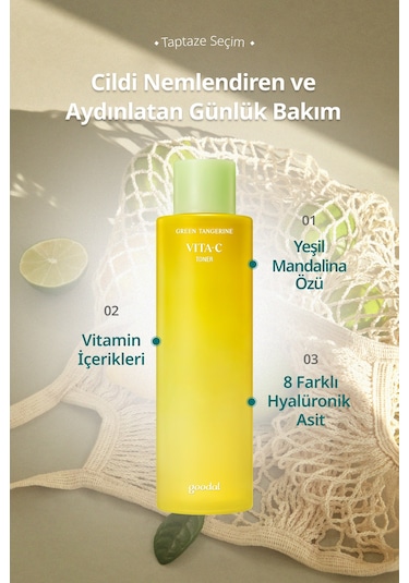Cilde Aydınlık Ve Pürüzsüz Bir Görünüm Sunan Leke Karşıtı Tonik Goodal Green Tangerine Vita C Toner