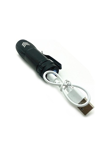 Jeemson Alüminyum Gövde Usb Şarjlı Led El Feneri - 3 Modlu, 400mah, 50m Işık Menzili, Kamp Ve Acil Durum Aydınlatması Siyah Siyah