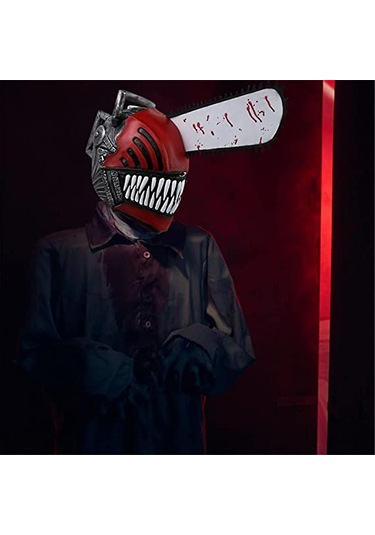 Anime Testere Adam Cosplay Korku Lateks Maske Cadılar Bayramı Kanlı Pochita Denji Korkunç Kask Başlık Maskeli Balo Parti Kostüm Aksesuarları