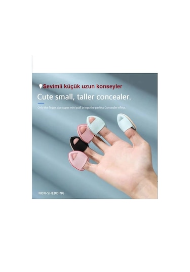 Malinka Mini Puf Parmak Yüz Makyaj Göz Altı Kapatıcı Bez Süngeri 3 Adet