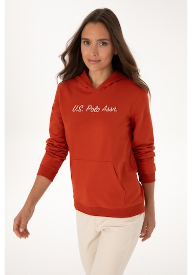 U.S. Polo Assn. Kadın Kiremit Kapüşonlu Sweatshırt 50313559-VR031