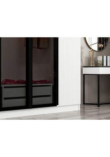 Kale Plus 4 Mebran Kapaklı 2ç Dolap Beyaz Mebran Füme Cam 190cm Beyaz