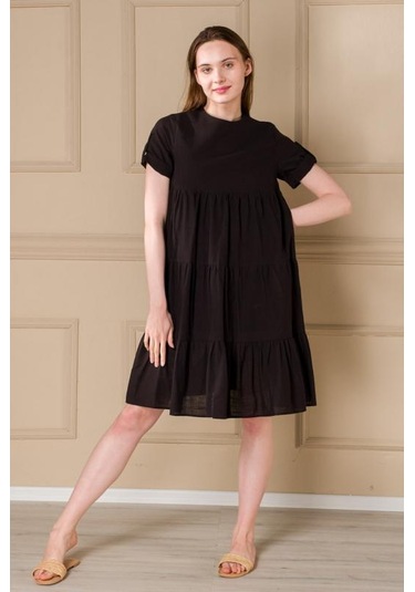 Pastelastore Kadın Yazlık Pamuk Kısa Elbise 1108 Siyah
