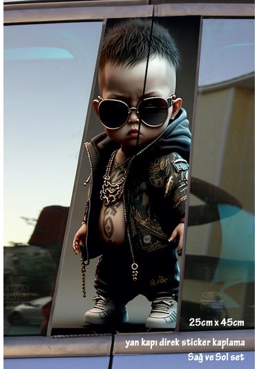 Artist Hiphopçı Rapçi Bebek Çocuk Oto Folyo Baskı Kaplama Araba Kapı Sticker Set