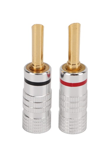 Moveevo J.10054 4mm Altın Kaplama Muz Plugları, Sıkıca Sıkma Tasarımı, Kısa Devre Engeli, Hoparlör Kabloları İçin Uyumlu, 5 Set Kırmızı+siyah