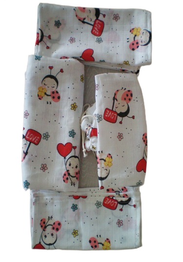 More Home Bebek Müslin Bez Battaniye Set 5 Parça Uğur Böceği Kırmızı Krem Beyaz - Kırmızı