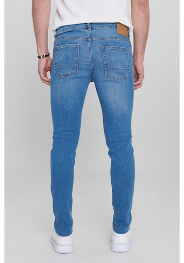 AC&Co / Altınyıldız Classics Erkek Mavı Ekstra Slim Fit Dar Kesim Pamuklu Rıss Jean Kot Pantolon Denim Mavi