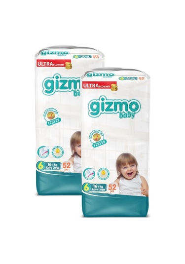 Gizmo Bebek Bezi Ultra Eco Paket 6 Numara Ekstra Large 104 Adet 6 Numara