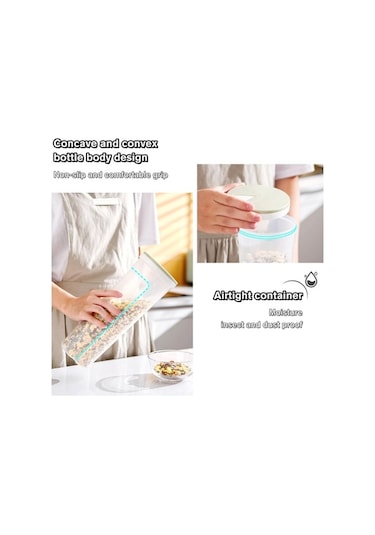 Pazly Hava Geçirmez Makarna Kapsülü - Ayarlanabilir Kapaklı Mutfak Organizasyonu Haki/mavi/yeşil Haki