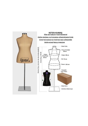 Videolu Ürün-42 Beden Keten Kumaşlı Terzi Prova Mankeni 527201028