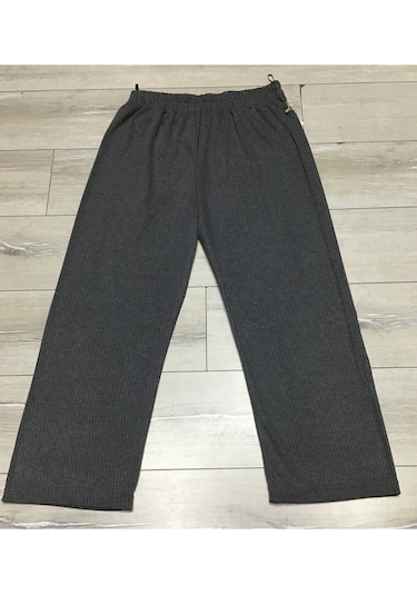 Kışlık Fitilli Kaşkorse Beli Lastikli Büyük Beden Pantolon Gri