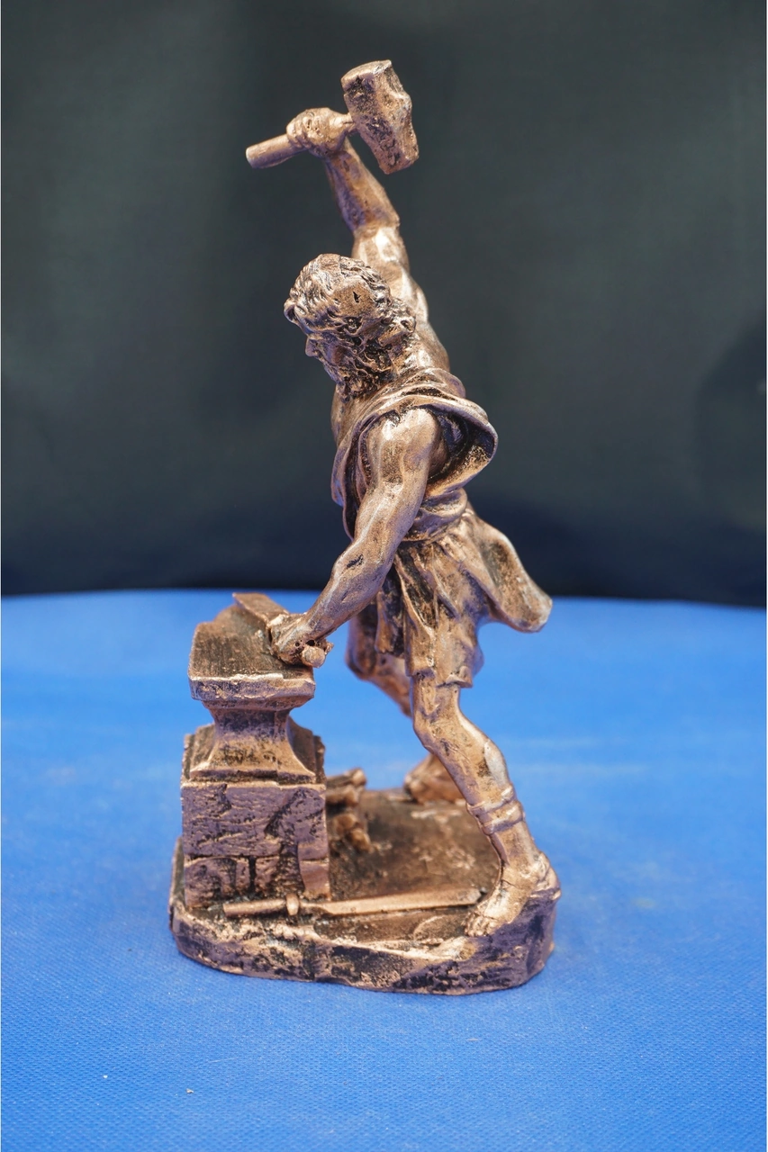 Hephaestus Ateş Tanrısı Heykel Biblo Mitolojik Heykel Özel Tasarım 22 Cm Ev Dekor Aksesuar Bronz