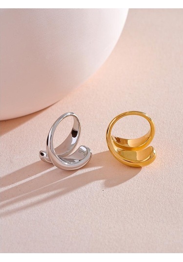 Altın Eetit Chic Benzersiz Paslanmaz Çelik Sıradışı Yüzük Suya Dayanıklı 18k Pvd Kaplama Basit Şık Metal Moda Takı Bijoux Hediye Altın