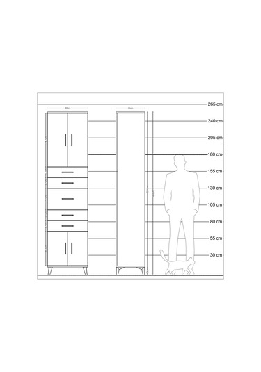 Hyperion Dolap 2 Raflı 5 Çekmeceli 4 Kapaklı 60x44x243 Aytaşı-antrasit Aytası