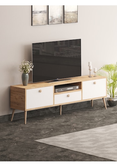 Beyza Ahşap Ayaklı 180 Cm Atlantik Beyaz Tv Sehbası