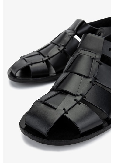 Valmenti Erkek Hakiki Deri Siyah Düz Sandalet 1152 1520 Erk Sndlt Y25 Nero Siyah