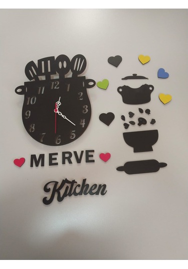 Mutfak Duvar Saati / Süsü Şık Hediye Kişiye Özel İsim