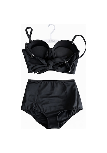 Zi Siyah Yüksek Bel Bikini Alt Üst Takım